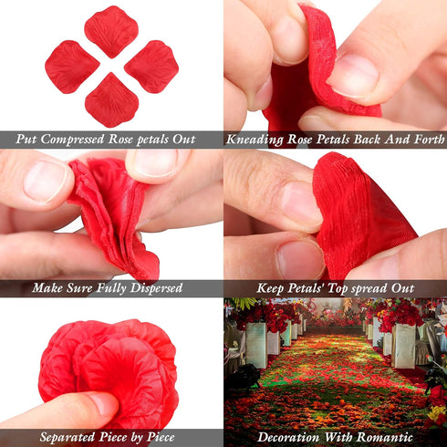 3000 Pcs Silk Rose Petals, Red Rose Flower Petals for Wedding, Valentines, Romantic Night, Birthday Decor