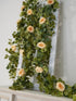 PARTY JOY 6.56ft Eucalyptus Garland with 8 Champagne Roses, Lush Floral Greenery for Party Wedding Decor