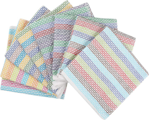 Kitchen Dish Cloths 100% Cotton Tea Towels, Soft and Absorbent, Machine Washable Set of 8 Multi Colors