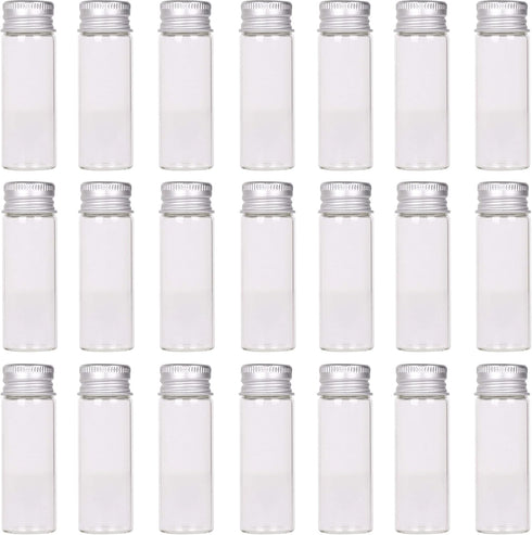 MaxMau 24 Tiny Jars with Aluminum Screw Lids, 15ml Clear Glass Bottles for Jewelry Beads, Herbs, DIY