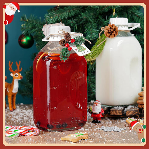 2 Pack 64 Oz 1 3 2 2 1/2 Heavy Duty Glass Milk Bottle with Silicone Spout and Reusable Airtight SCREW LID, Qt Glass