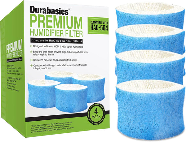 Durabasics 4 Pack Premium Humidifier Filters, Compatible with Honeywell Humidifier Filter HAC-504, HAC-504AW &