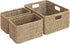 JS HOME Set of 3 Seagrass Wicker Baskets, Large and Small Organizing Baskets with Built-in Handles, Shelf Organizer
