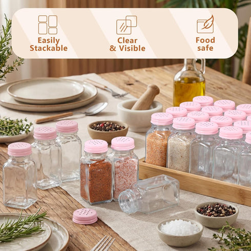 48 Pack 2.7oz Bokon Glass Salt Shaker Bulk with Stainless Lids Small Spice Shaker for Kitchen Restaurants and Catering