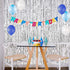 CHRORINE 2pcs 3ft x 8.3ft Silver Tinsel Foil Fringe Curtains for Birthday Graduation Engagement Party Decorations