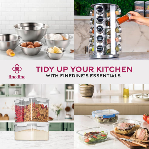 16 Pack FineDine: Stainless steel round spice rack
