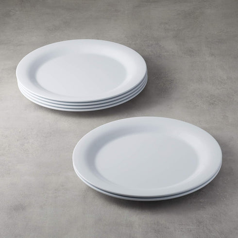 Amazon Basics Melamine (Plastic) Plate, 6 Piece Set, 10.5 in, White (Previously AmazonCommercial)