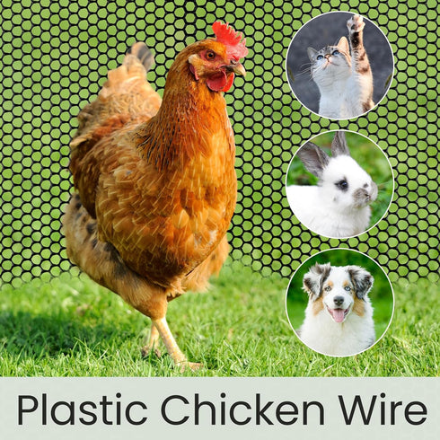 Landical 6 15.7 10 Rolls Plastic Chicken Wire Fencing Mesh in x ft Each Plastic Mesh Fence with Zip Ties Hexagonal
