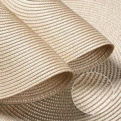 FunWheat Round Braided Placemats Set of 6, 15 inch Non-Slip Washable Table Mats for Dining Tables (Beige, 6pcs)