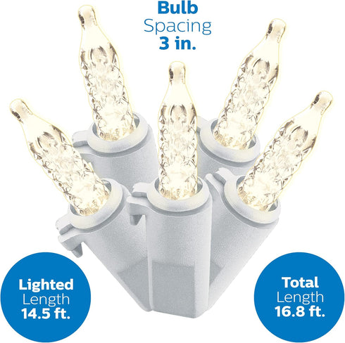 150 Philips LED Warm White Faceted Mini Icicle Lights