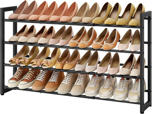 4-Tier Closet FAVOOSTY Expandable Shoe Rack, Adjustable Shoe Shelf Storage Organizer Space Saving Metal Free Standing