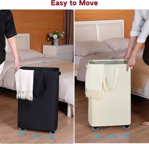 75L (19.8 efluky Slim Laundry Hamper with Wheels, Rolling Laundry Basket for Clothes, Small Laundry Basket for Bedroom