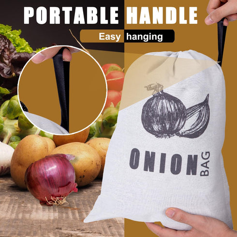 Potato Onion Storage Bag, Fabric Onion and Potatoes Storage Bag, Washable Garlic Potatoes Onions Keeper with Drawstring for Pantry, 2 Pack (Potato Onion Bag) by TOGETRUE