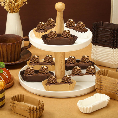 Mifoci 600 Pcs Oval Cupcake Papers, Disposable Brownie Baking Cups for Weddings and Birthdays
