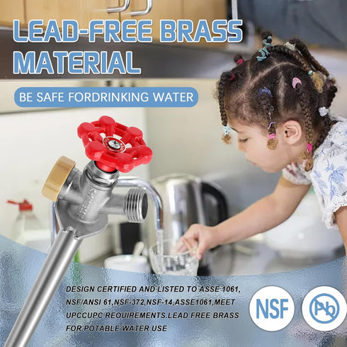 12inch 1/2" 3/4 Inch Boltigen Anti-Siphon Frost Free Sillcock, No Lead Brass Frost Proof Outdoor Faucet Bib