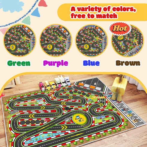 31''X47'' Kids Racing Rug Car Road Kid Rug Carpet Playmat for Playoom Traffic Road Kid Play Mat for BedroomKids