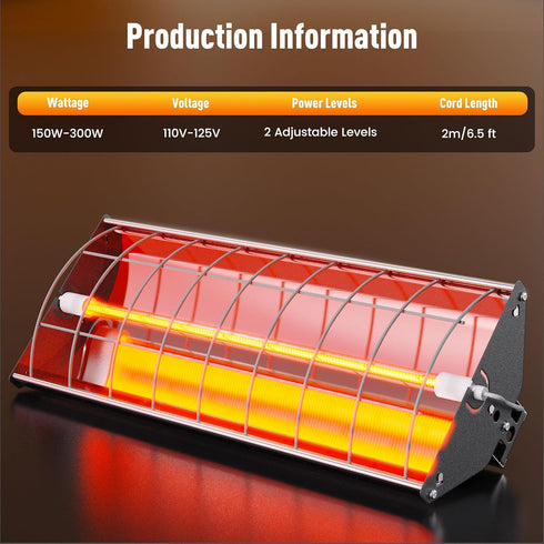 2 150-300W, Chicken Coop Heater, Large Infrared Heat Lamp for Poultry, Livestock & Pets, Safe Chicken Brooder Heat