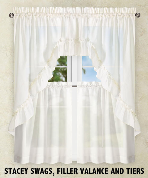Ellis Curtain Stacey Sheer Balloon Valance, 60" x 15", Ice Cream