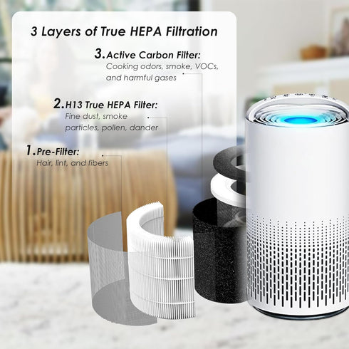 Flintar VK-6067B True HEPA Replacement Filters, Compatible with Vremi and HOKEKI, 3-in-1 H13 Grade Filter Set, 2 Pack