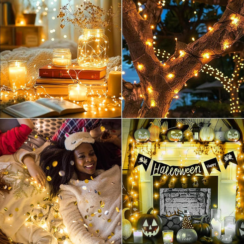 24Pack 7ft 20 3 Fairy Lights Battery Operated, LED Modes Speed Twinkle Mini String Lights Waterproof Silver Wire