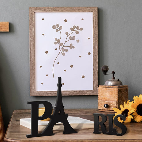 Blulu Wooden Eiffel Tower Table Decor, Paris Sign Letters for Bedroom, Living Room, Office, Bathroom (Black)