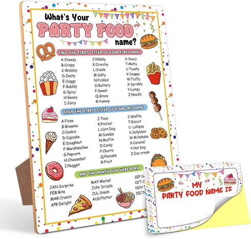 Mysrin Party Food Party Decor, What is Your Party Food Name Game,30 Stickers,
