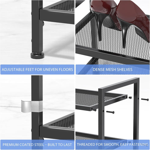 neatevday 2 Closet, Tier Shoe Rack, Expandable Shoe Rack for Adjustable Shoe Organizer for Entryway, Shoe Storage