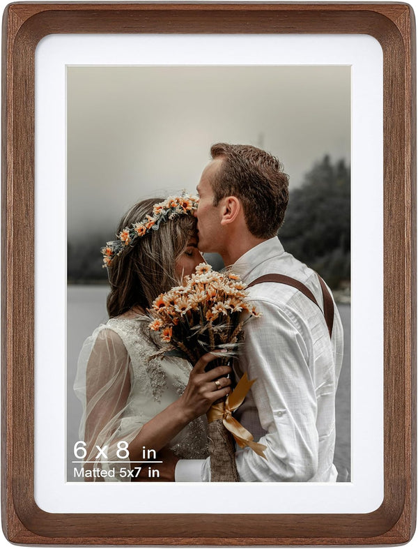 6x8 Picture Frame, Display Photos 5x7 with Mat or 6x8 without Mat,