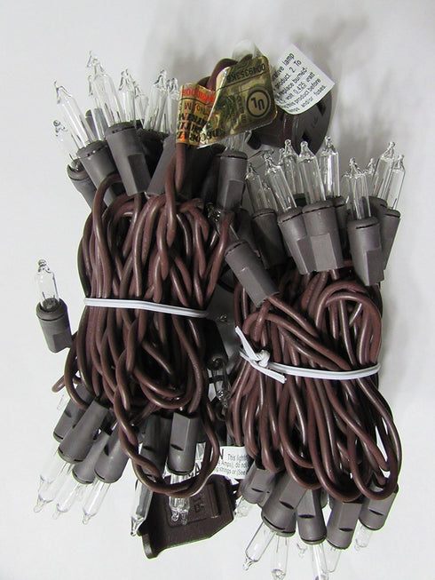 Dobar 100 Count (22.5 Holiday Pride Clear Christmas Lights with Brown Wire - - Warm White Christmas Tree Lights
