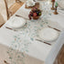 Rustic Heavy Weight Waterproof Linen Tablecloth, Beige Embroidery for Rectangle Tables, Burlap Farmhouse Covers (Green