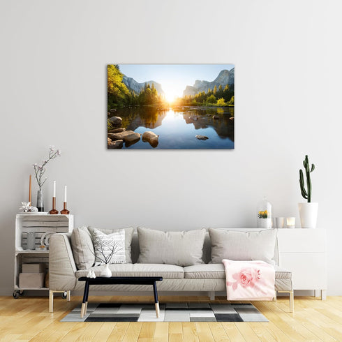 National Park Canvas Wall Art, Mountain Nature Landscape Painting, Framed Home Decor for Living Room Bedroom (12x16