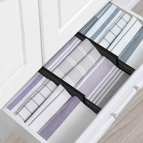 Utoplike 4 pcs Bamboo Kitchen Drawer Dividers - Adjustable Black Drawer Organizers for Kitchen, Bathroom, Bedroom, Desk