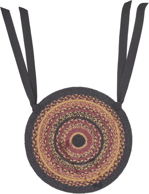 VHC Brands Heritage Farms WovenJute Chair Pad with Ties, 15" Round