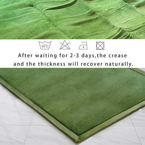 Olive Green Non-Slip Memory Foam Playmat - Large Tatami Area Rug Pad for Kids