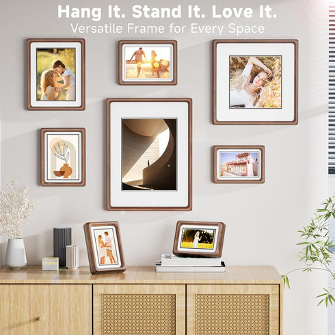 WILTYAPF 8x10 6x8 Premium Natural Walnut Wood Picture Frame, Handcrafted with Solid Wood Back & HD Tempered Glass, Rich