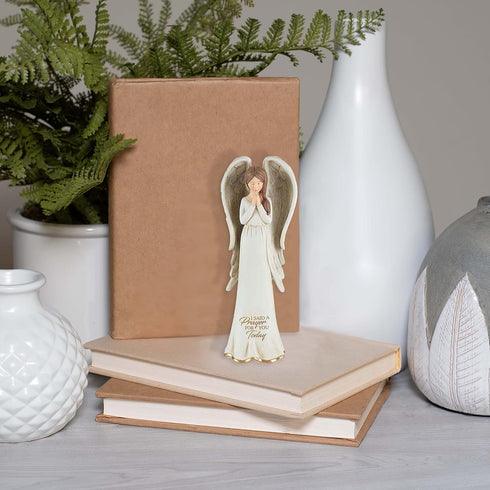 Dicksons Said A Prayer for You Today Angel Figurine, Ivory 3.5 x 8 Resin Stone Tabletop