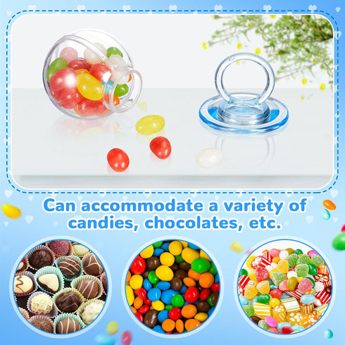 24 3.15 Inch Nuenen Pcs Mini Baby Shower Bottle Fillable Blue Plastic Candy Bottles Bulk Candy Container for Baby