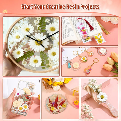 Dried Pressed Flowers for Resin, Real Pressed Flowers Dry Leaves Bulk Natural Herbs Kit for Scrapbooking Art Crafts
