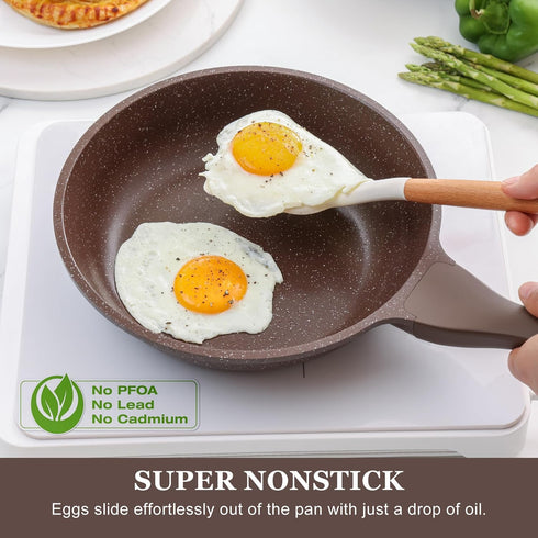 SENSARTE Nonstick Frying Pan Skillet, Granite Coating Omelette Pan, Healthy Stone Cookware Chef's Pan PFOA Free, Toffee Brown (9.5 Inch) by SENSARTE