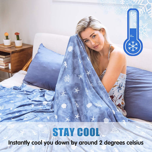 Ailemei Direct Cooling Throw Blanket, Lightweight Breathable Summer Bed Blanket, Double Sided Cold Effect for Hot
