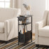 1 Creso hom Narrow Side Table with Charging Station and LED Light, Small End Table with Fabric Drawer, Skinny