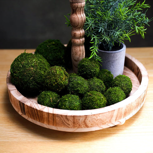 BYHER Handmade Natural Green Moss Decorative Ball, Set of 12 (2")