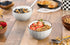 KooK Ceramic Cereal Bowls Set of 4, Embossed for Yogurt, Dessert, and Poke, Microwave & Dishwasher Safe, Cream