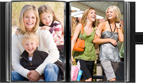 Pioneer Photo Albums 24 Pocket Album, Black, Sewn Leatherette Frame Cover with Strap Closure for 4 by 6-Inch Prints