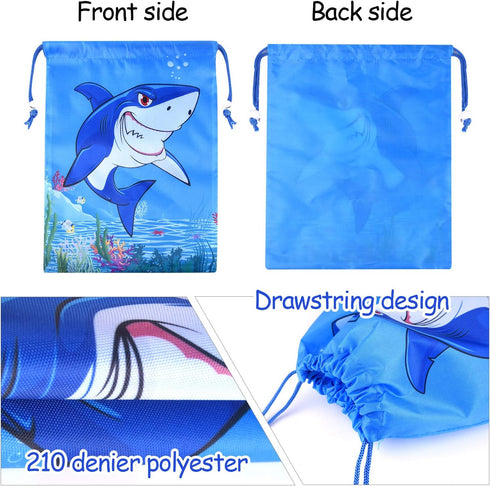 Fepito 12 Pack Shark Drawstring Bags for Shark Party Favors & Goodie Bags