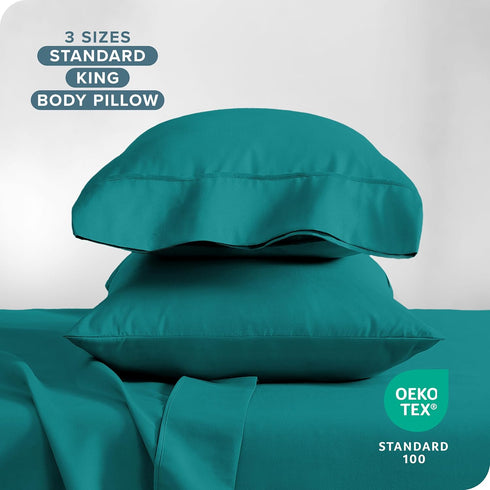 Bare Home Microfiber Pillow Cases, King Size Set of 2 Cooling Pillowcases, Double Brushed Emerald Pillowcases