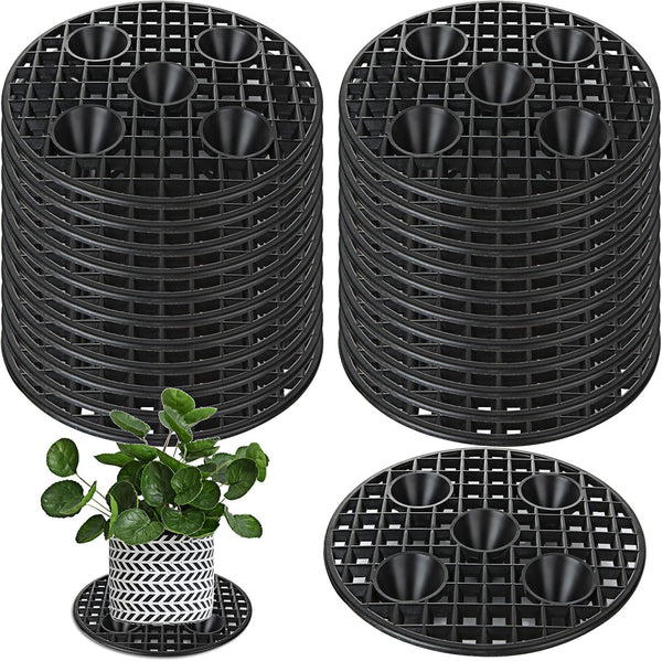 QTLCOHD 24 Pcs Plastic Plant Stand 8 Inch Black Plant Level Pot