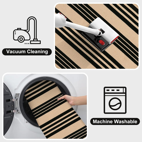 OJIA Front Door Mat 24"x51", Machine Washable Porch Rug, Striped Entryway Rugs for Indoor Outdoor, Cotton Hand-Woven