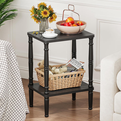 LUCKNOCK Small Side Table for Small Spaces, Vintage End Table, Narrow Couch Side Table with Storage, Skinny Nightstand