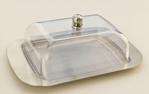 Zoie + Chloe Stainless Steel Butter Dish with Easy to Hold Lid